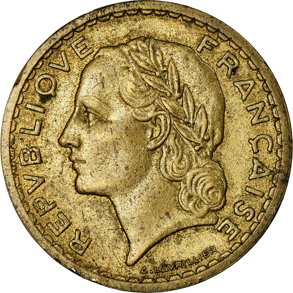 Moeda, França, Lavrillier, 5 Francs, 1946, Paris, VF(30-35), Alumínio-Bronze