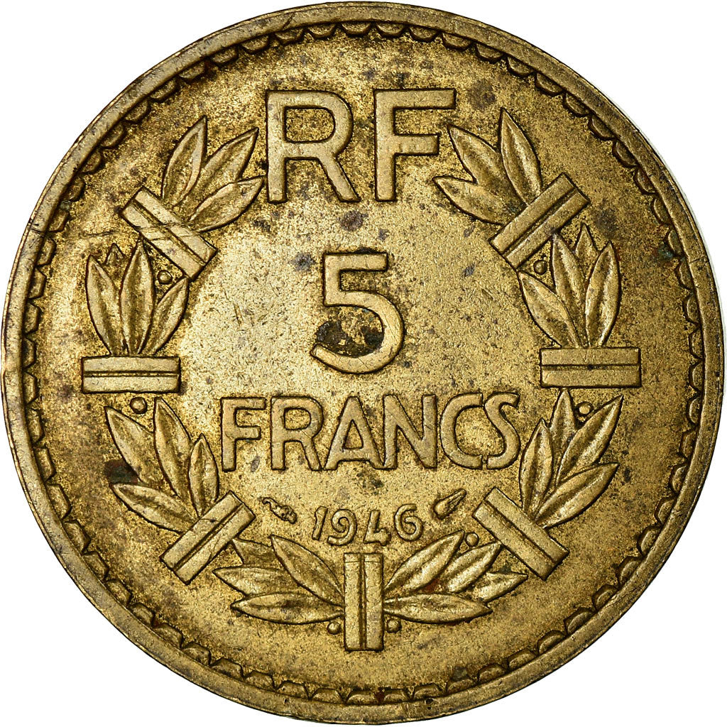 Moeda, França, Lavrillier, 5 Francs, 1946, Paris, VF(30-35), Alumínio-Bronze