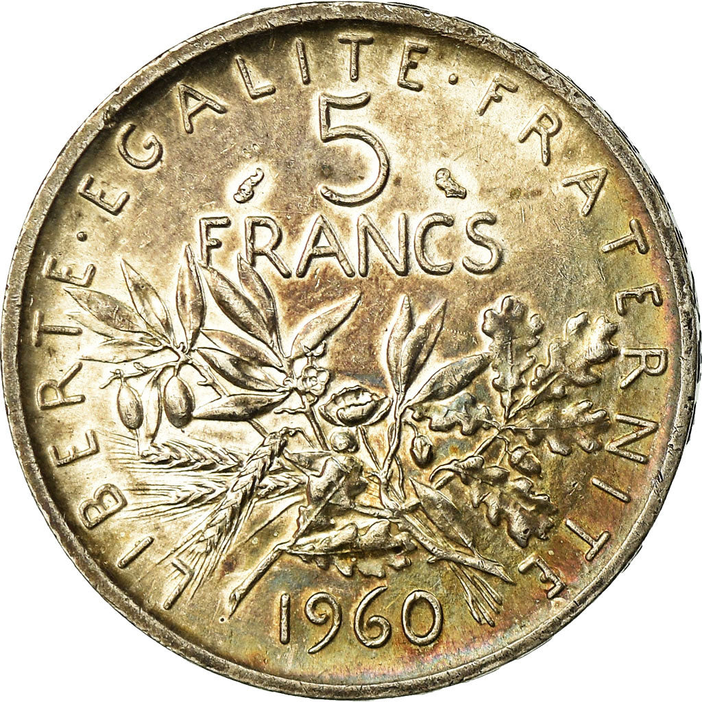Moeda, França, Semeuse, 5 Francs, 1960, Paris, EF(40-45), Prata, KM:926