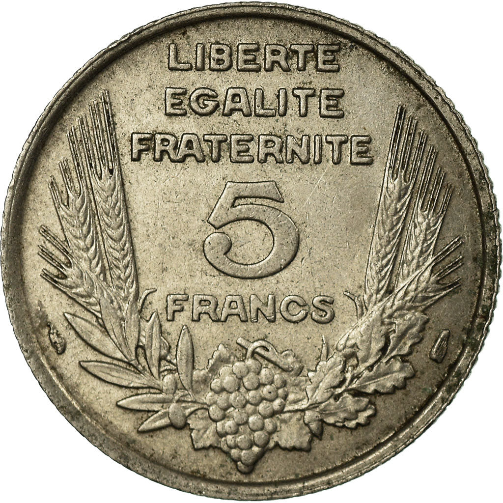 Moneda, Francia, Bazor, 5 Francs, 1933, Paris, BC+, Níquel, KM:887, Gadoury:753