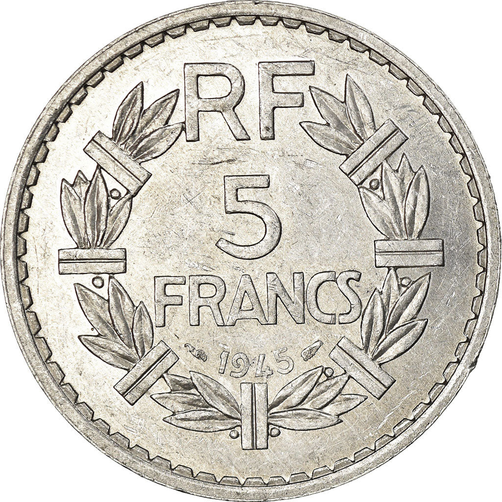 Moneta, Francia, Lavrillier, 5 Francs, 1945, Paris, SPL-, Alluminio, KM:888b.1