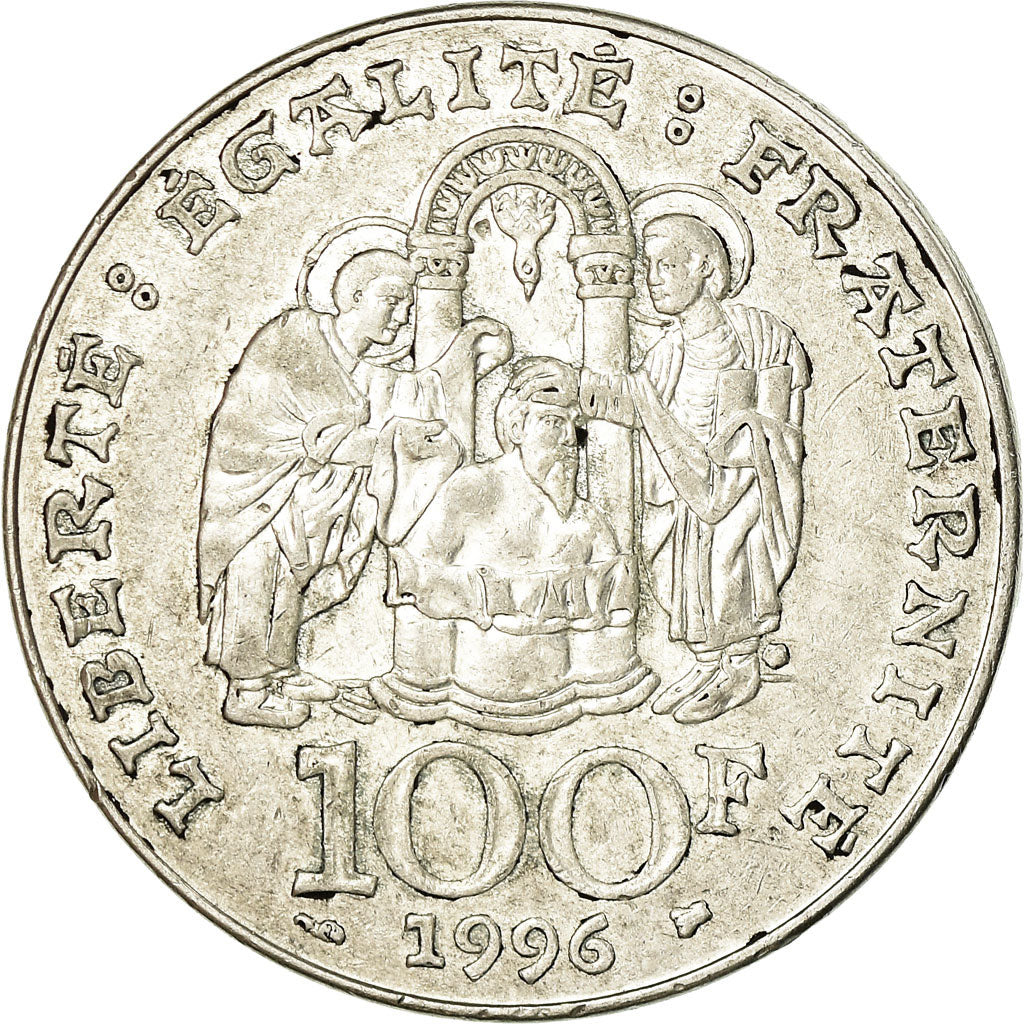 Moneta, Francia, Clovis, 100 Francs, 1996, MB+, Argento, KM:1180, Gadoury:953
