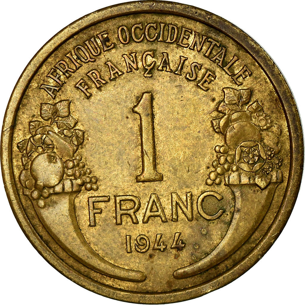 Münze, French West Africa, Franc, 1944, Paris, SS, Aluminum-Bronze, KM:2