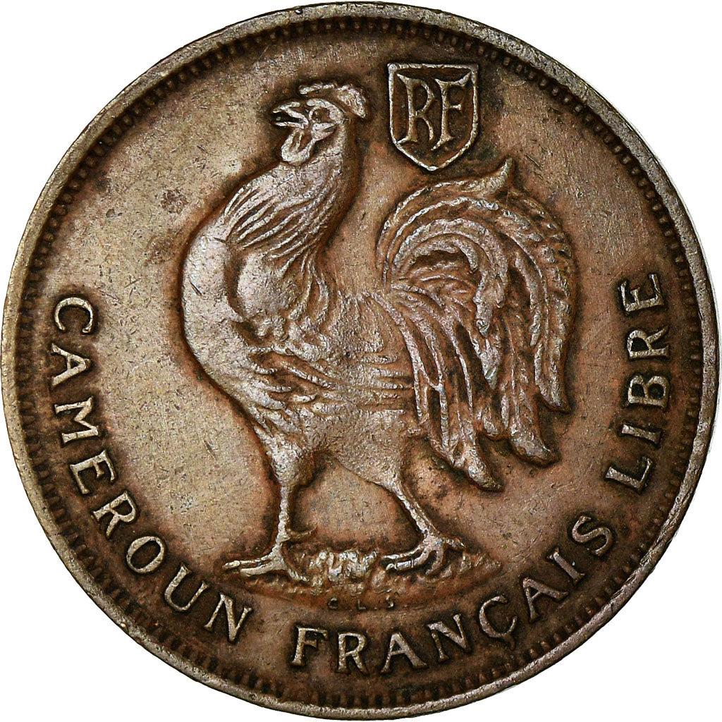 Coin, Cameroon, Franc, 1943, Pretoria, VF(30-35), Bronze, KM:5, Lecompte:16
