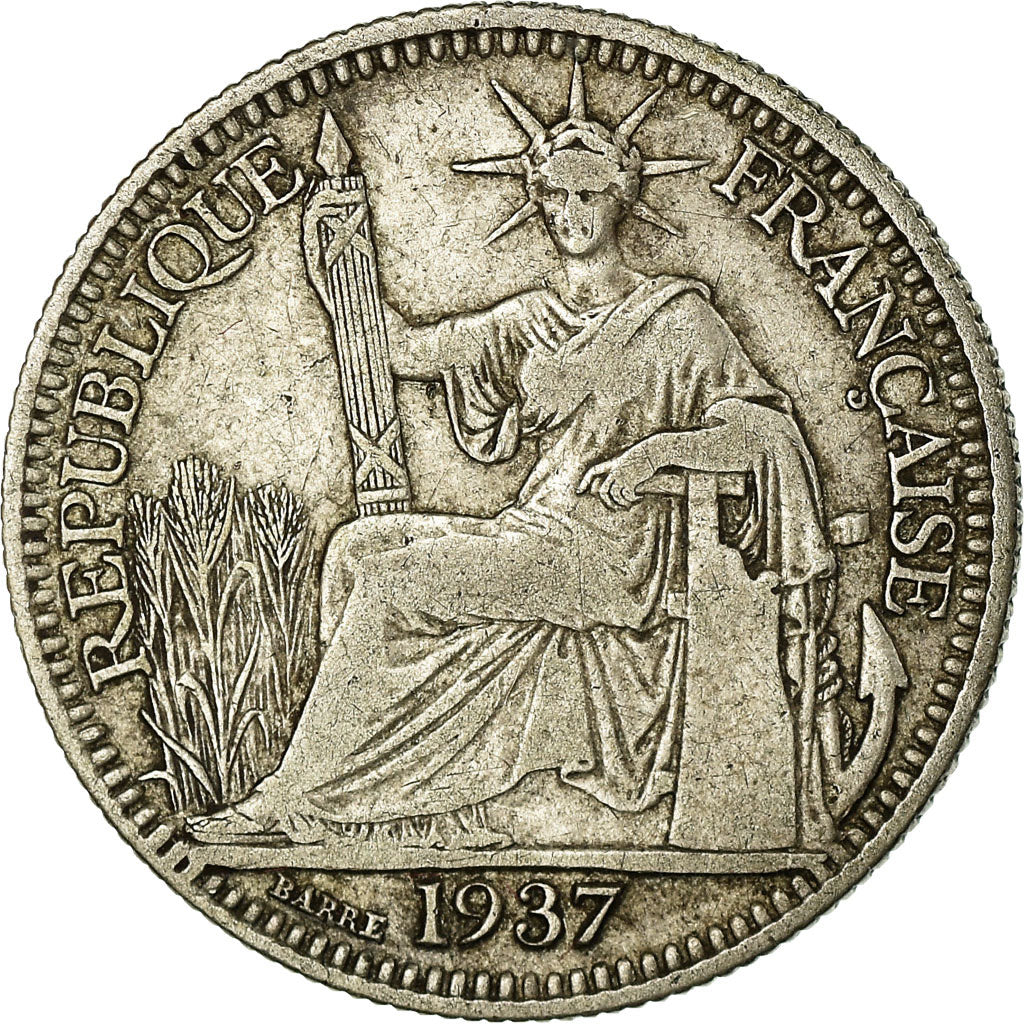 Coin, FRENCH INDO-CHINA, 10 Cents, 1937, Paris, VF(30-35), Silver, KM:16.2