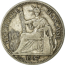 Coin, FRENCH INDO-CHINA, 10 Cents, 1937, Paris, VF(30-35), Silver, KM:16.2