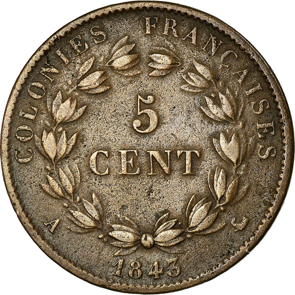 Munten, Franse koloniën, Louis - Philippe, 5 Centimes, 1843, Paris, ZF, Bronze