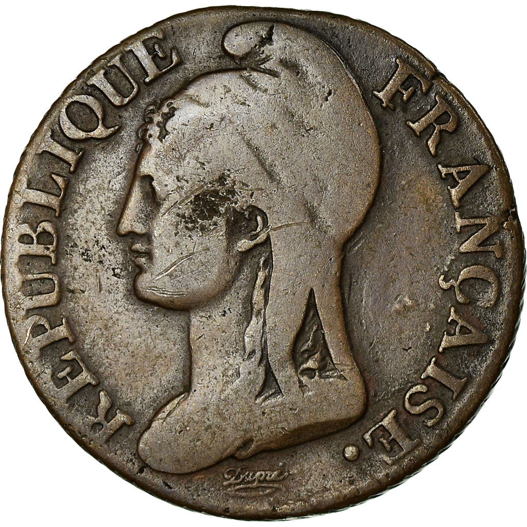 Moneta, Francia, Dupré, 5 Centimes, AN 4, Paris, MB, Bronzo, KM:635.1