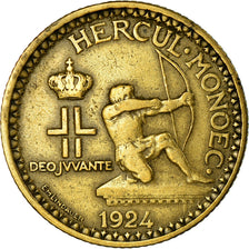 Moneta, Monaco, Louis II, 2 Francs, 1924, Poissy, VF(30-35), Aluminium-Brąz