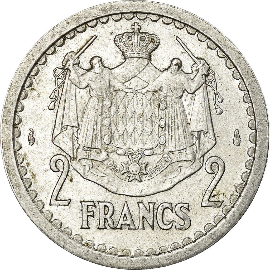 Moneta, Monaco, 2 Francs, Undated (1943), Poissy, BB, Alluminio, Gadoury:MC 133