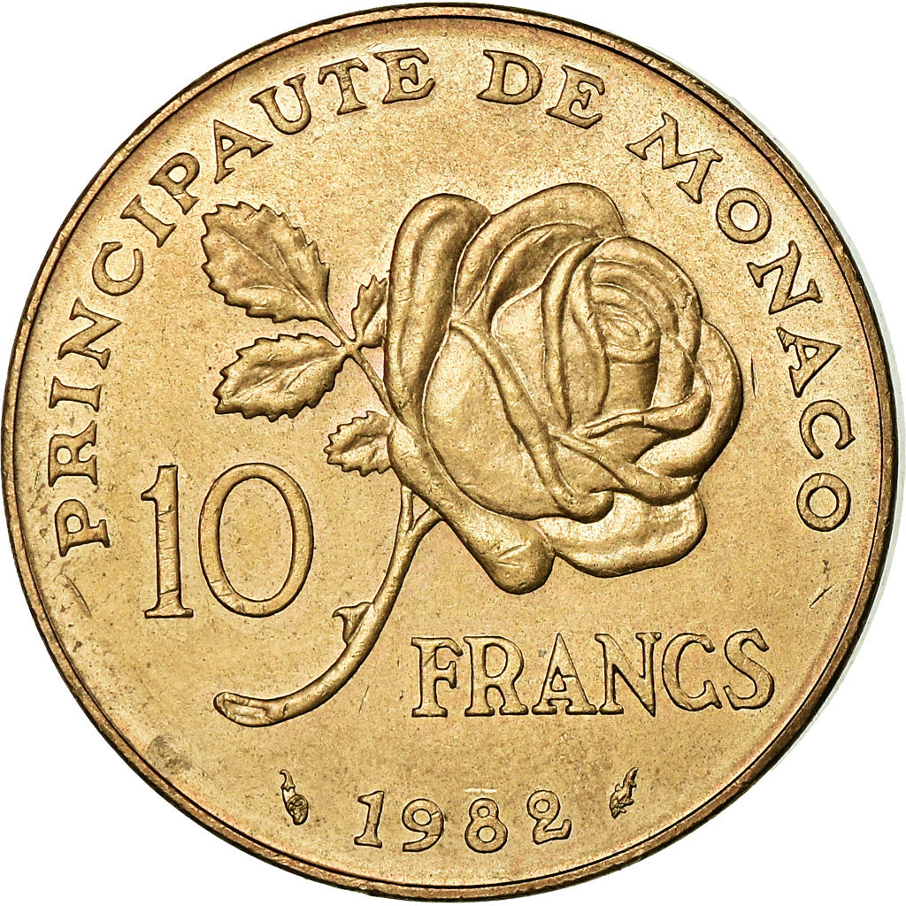 Coin, Monaco, Rainier III, 10 Francs, 1982, EF(40-45), Copper-Nickel-Aluminum