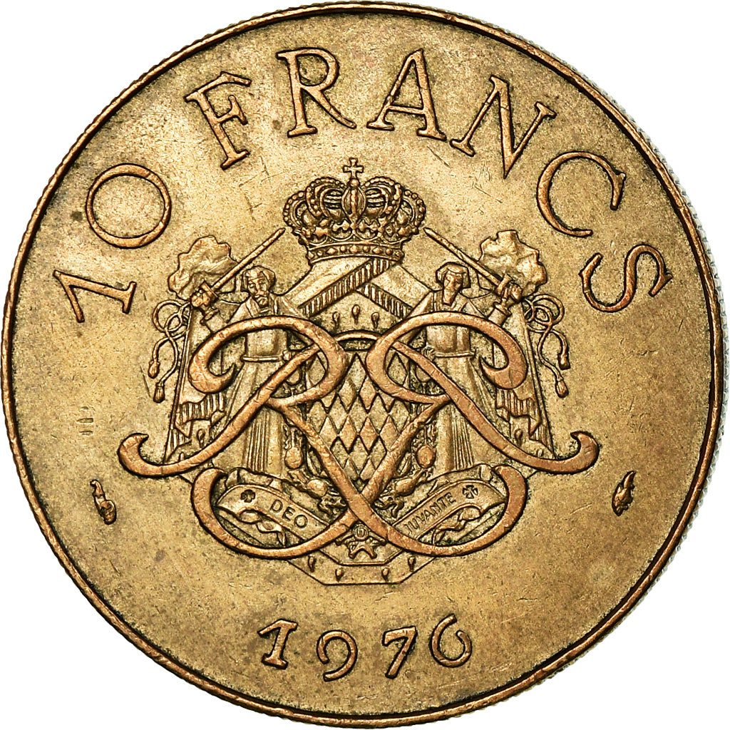 Coin, Monaco, Rainier III, 10 Francs, 1976, VF(30-35), Copper-Nickel-Aluminum
