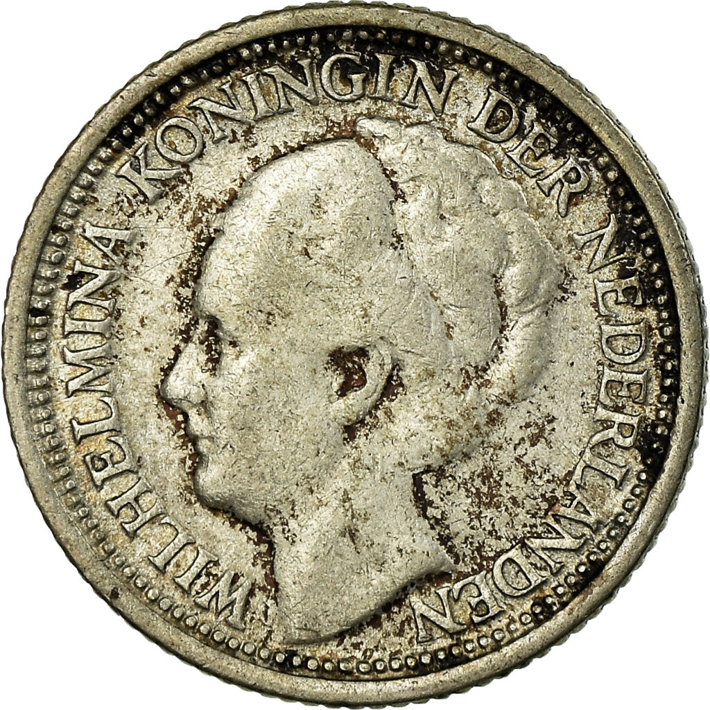 Coin, Netherlands, Wilhelmina I, 10 Cents, 1938, VF(30-35), Silver, KM:163