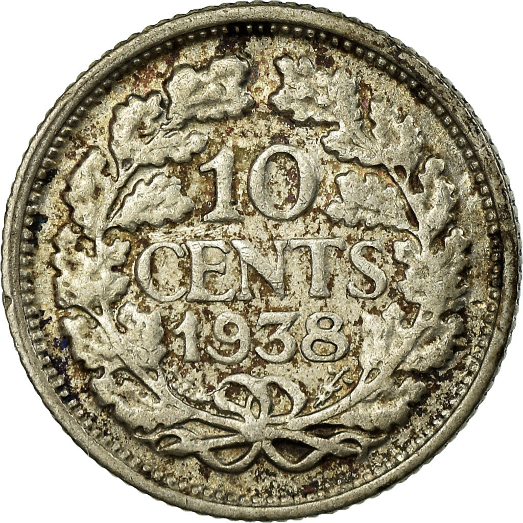 Coin, Netherlands, Wilhelmina I, 10 Cents, 1938, VF(30-35), Silver, KM:163
