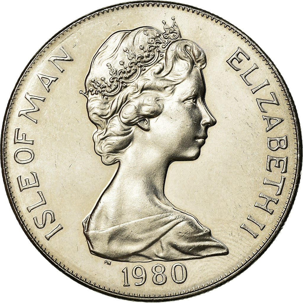 Moneda, Isla de Man, Elizabeth II, Winter Olympics - Lake Placid, Crown, 1980