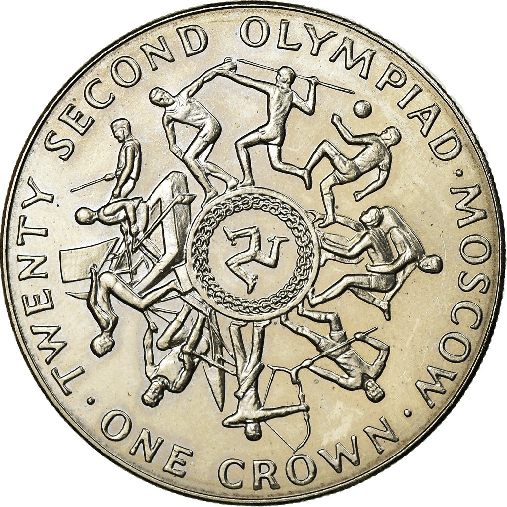 Coin, Isle of Man, Elizabeth II, Crown, 1980, Pobjoy Mint, AU(55-58)