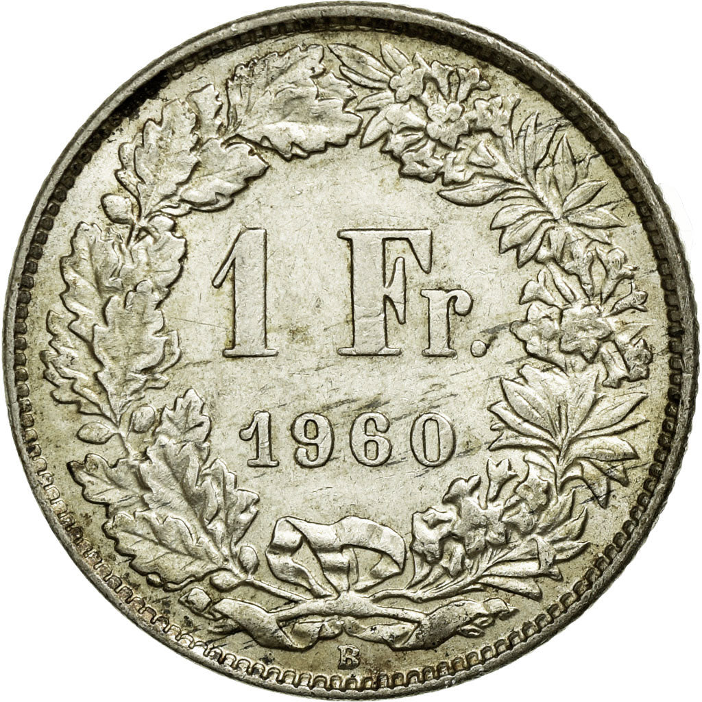 Coin, Switzerland, Franc, 1960, Bern, AU(50-53), Silver, KM:24