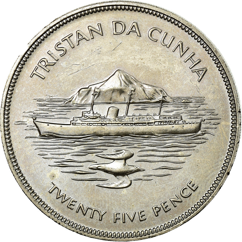 Coin, Tristan Da Cunha, Elizabeth II, 25 Pence, 1977, British Royal Mint