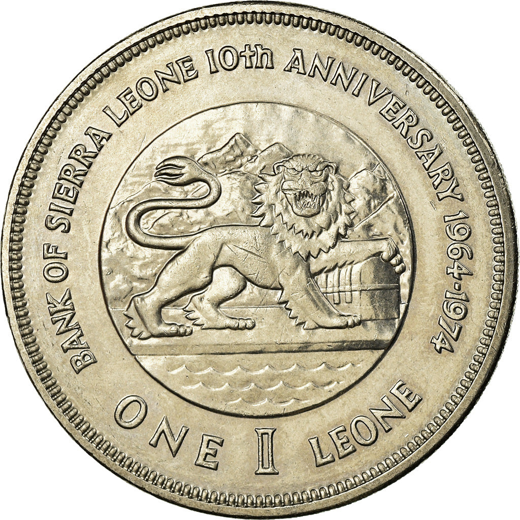 Coin, Sierra Leone, Leone, 1974, British Royal Mint, AU(55-58), Copper-nickel