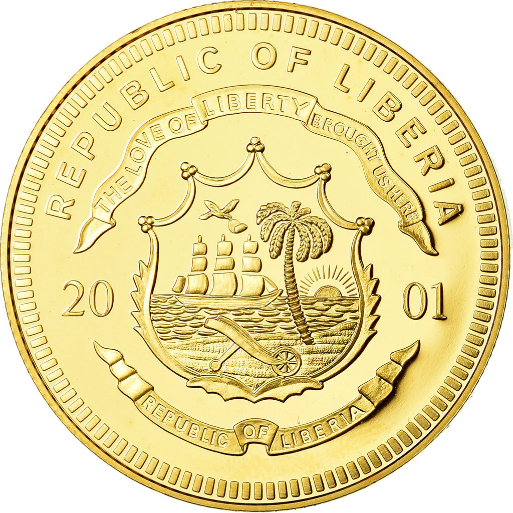 Münze, Liberia, Ecu, 5 Dollars, 2001, UNZ, Cupro-nickel
