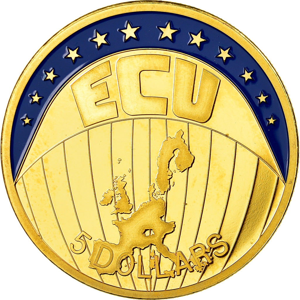 Coin, Liberia, Ecu, 5 Dollars, 2001, MS(63), Cupro-nickel
