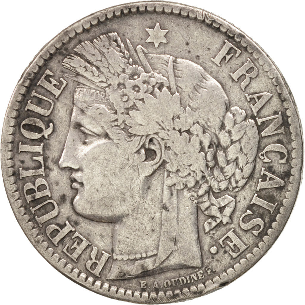 France, Cérès, 2 Francs, 1871, Bordeaux, TB+, Argent, KM:817.2, Gadoury:530