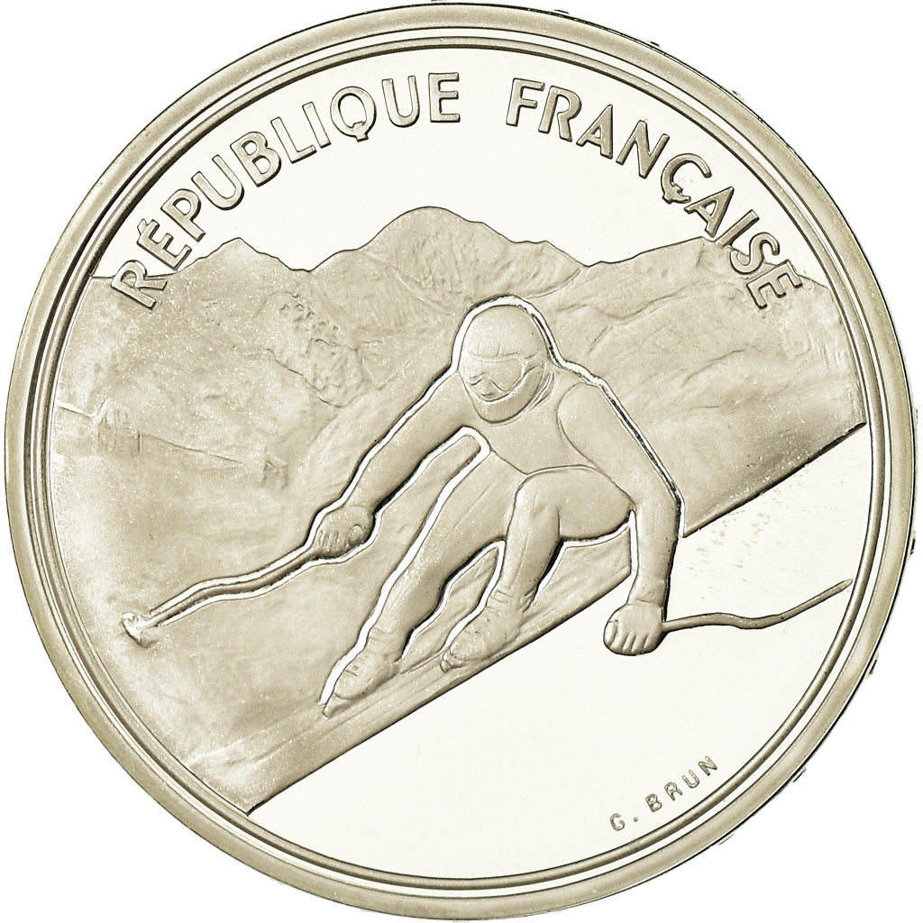 Monnaie, France, Ski alpin, 100 Francs, 1989, BE, FDC, Argent, Gadoury:C1