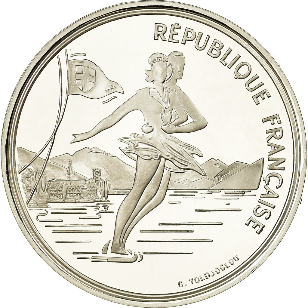 Moneta, Francja, patinage artistique, 100 Francs, 1989, BE, MS(65-70), Srebro