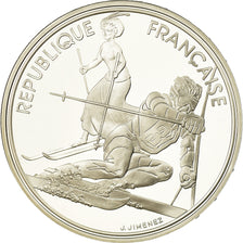 Coin, France, Slalom skiers, 100 Francs, 1990, BE, MS(65-70), Silver, KM:984