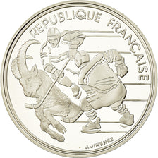 Moneta, Francja, Hockey players, 100 Francs, 1991, BE, MS(65-70), Srebro
