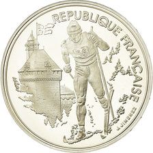 Coin, France, Cross-country skier, 100 Francs, 1991, BE, MS(65-70), Silver