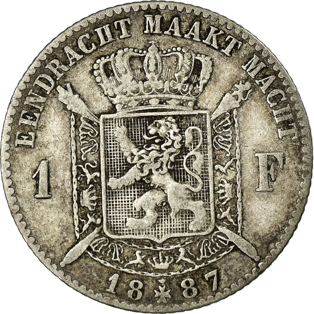 Coin, Belgium, Leopold II, Franc, 1887, VF(30-35), Silver, KM:29.1