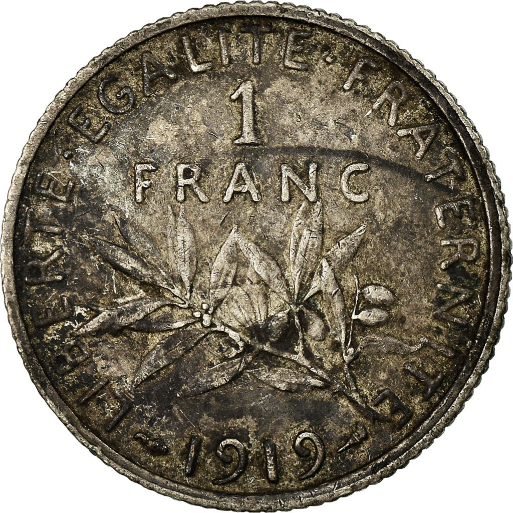Moneta, Francia, Semeuse, Franc, 1919, Paris, MB, Argento, KM:844.1, Gadoury:467