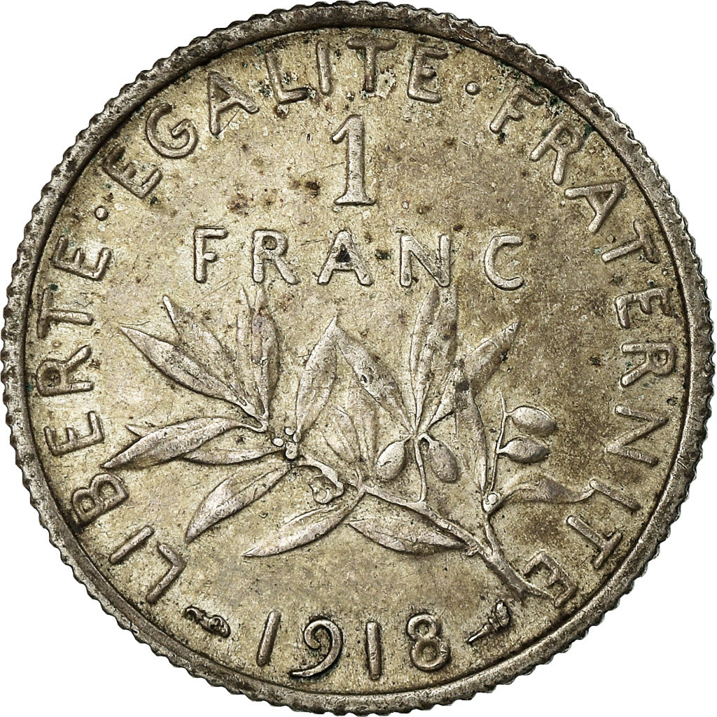 Münze, Frankreich, Semeuse, Franc, 1918, Paris, S+, Silber, KM:844.1