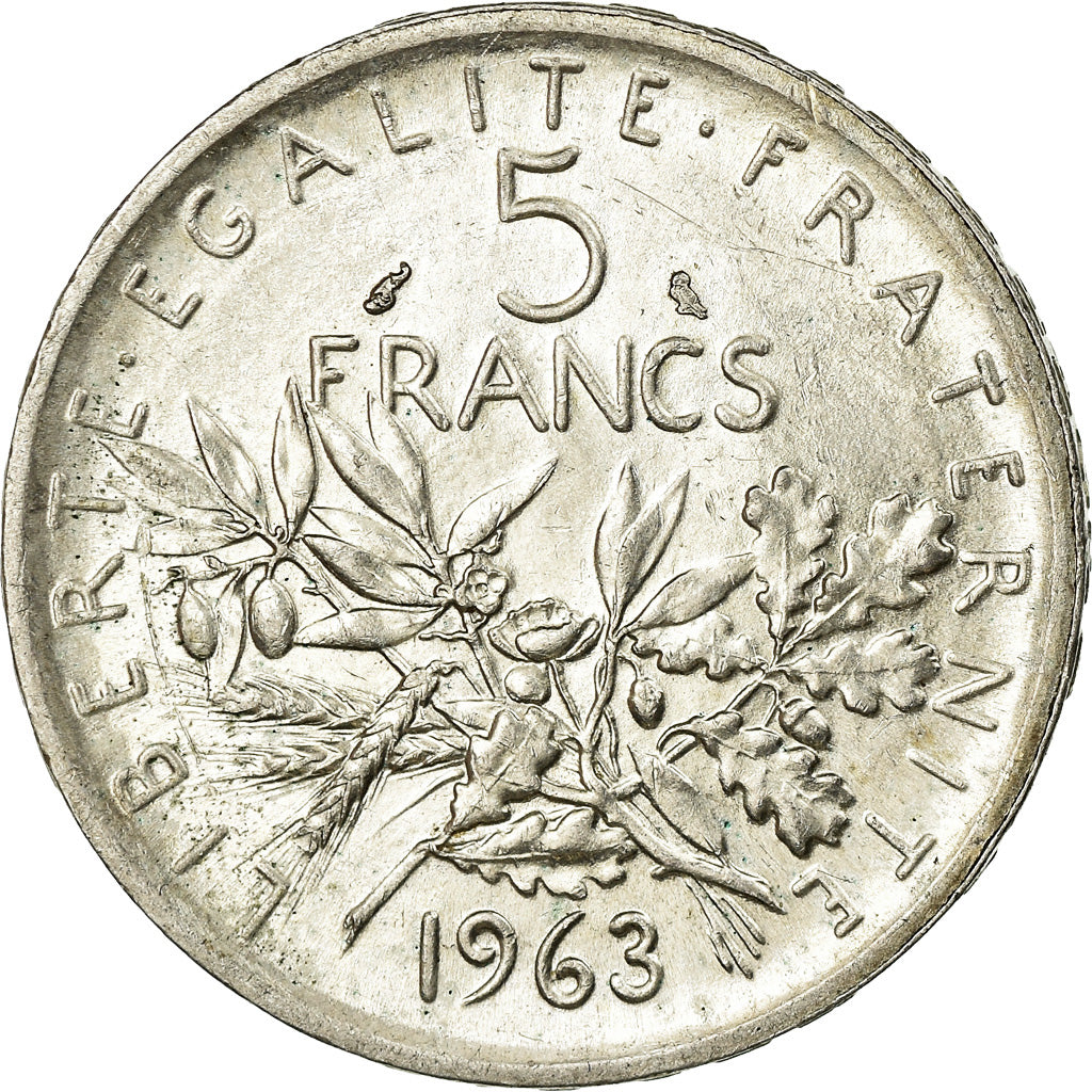Moneta, Francia, Semeuse, 5 Francs, 1963, Paris, BB, Argento, KM:926