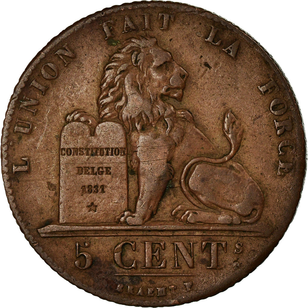 Coin, Belgium, Leopold I, 5 Centimes, 1833, VF(30-35), Copper, KM:5.1