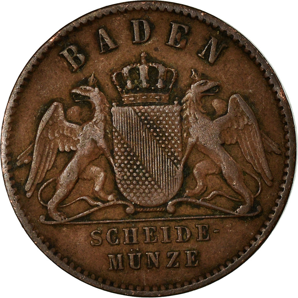 Coin, German States, BADEN, Friedrich I, Kreuzer, 1862, EF(40-45), Copper