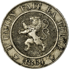 Münze, Belgien, Leopold I, 10 Centimes, 1864, S+, Copper-nickel, KM:22