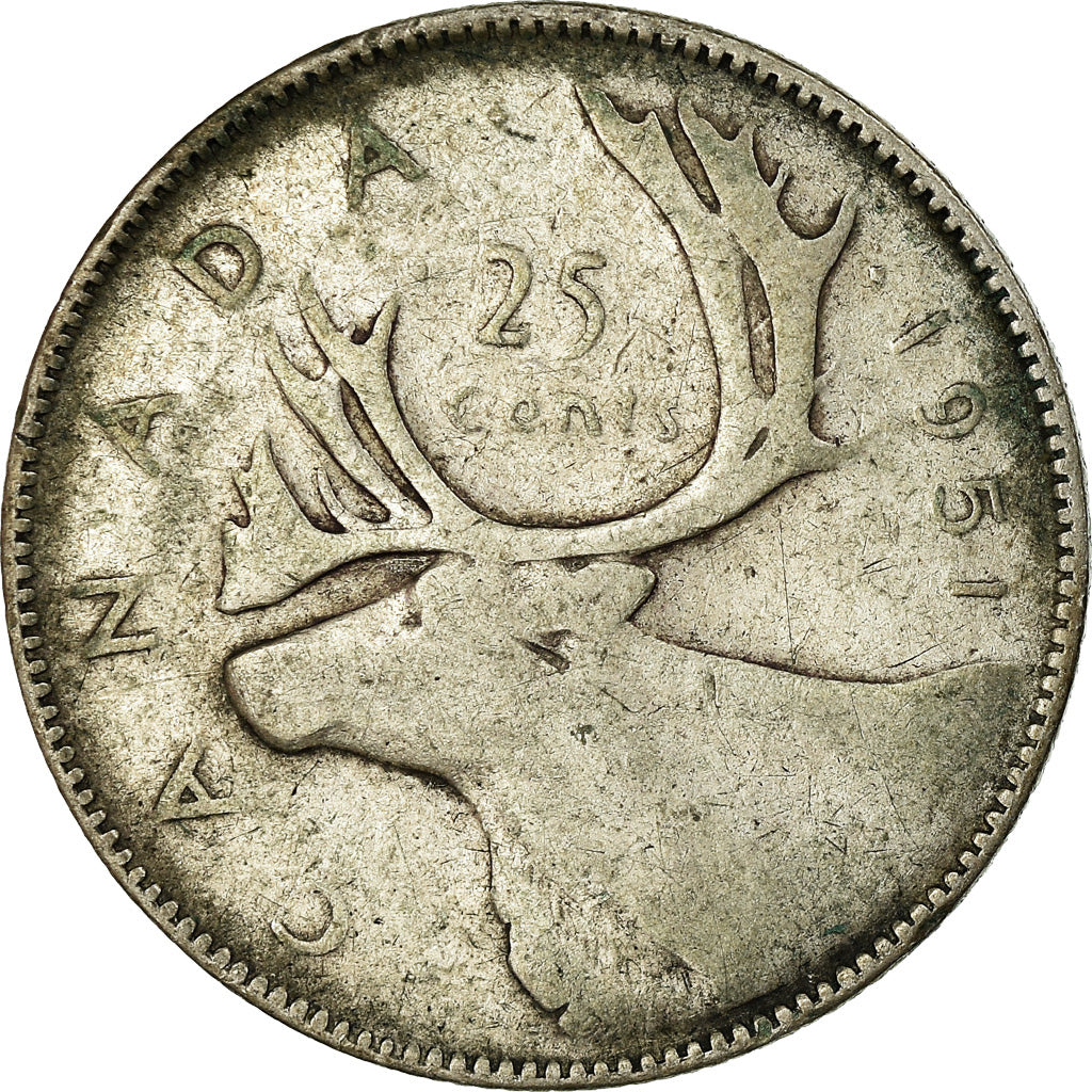 Coin, Canada, George VI, 25 Cents, 1951, Royal Canadian Mint, Ottawa, VF(30-35)