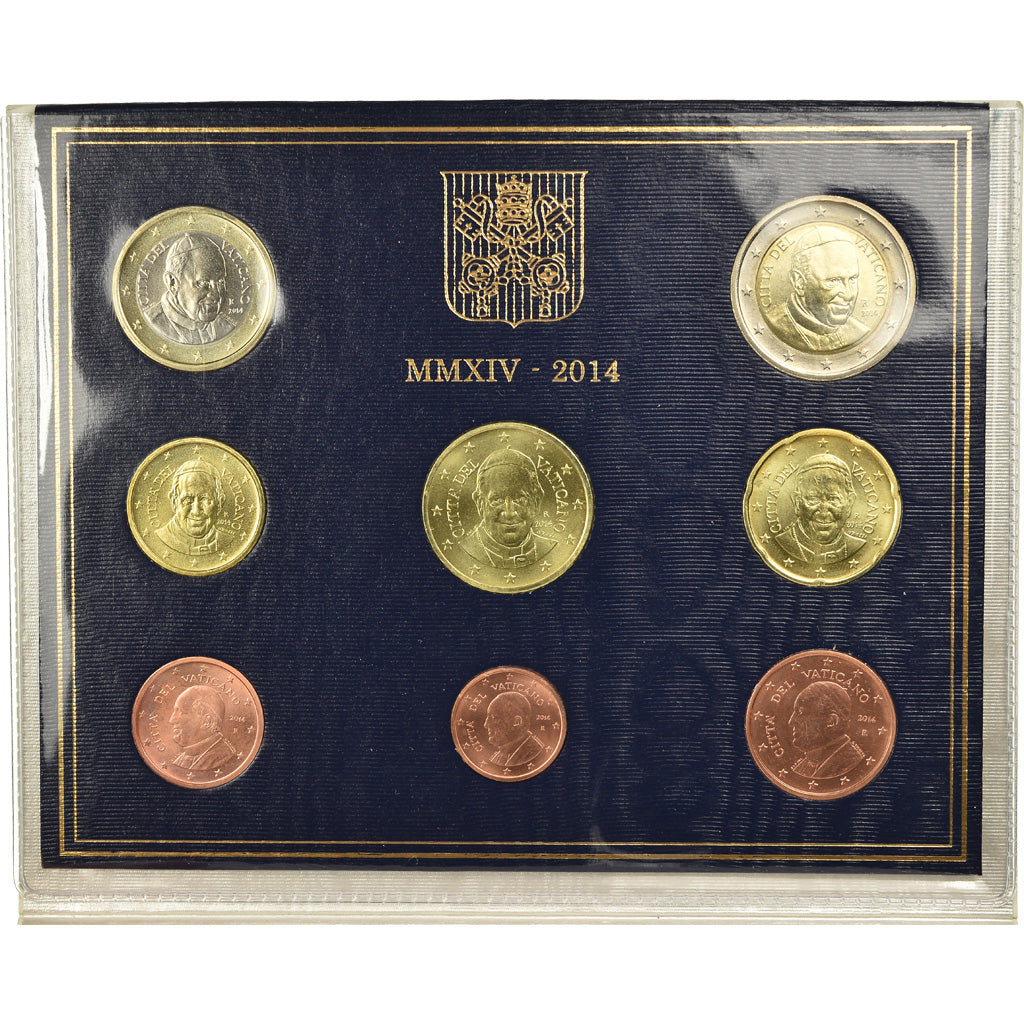 Vaticano, 1 Cent to 2 Euro, 2014, MS(65-70), N/D
