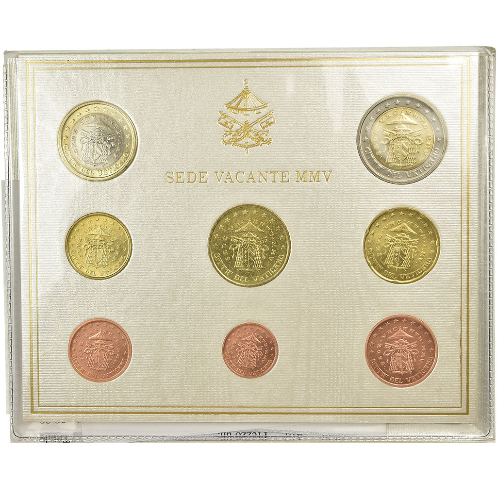 Vaticano, 1 Cent to 2 Euro, Siège Vacant, 2005, MS(65-70), N/D