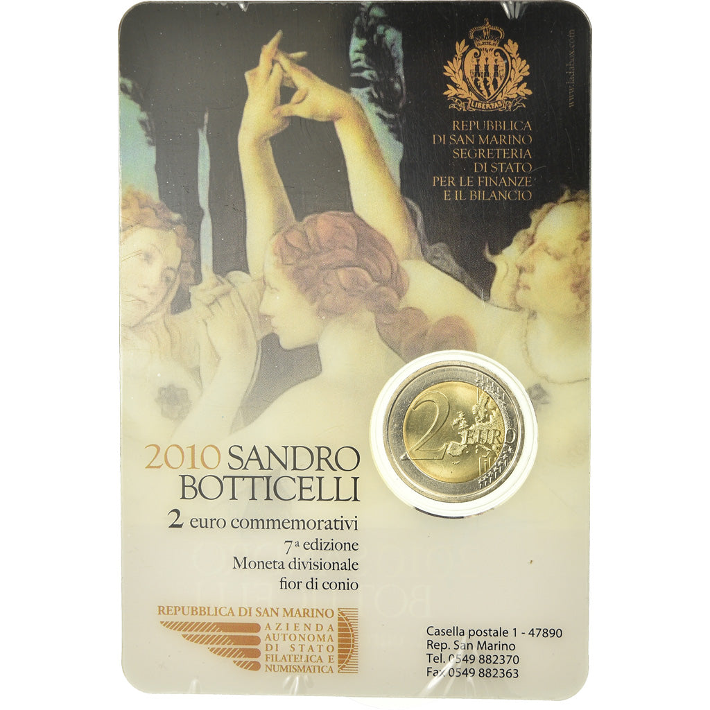 San Marino, 2 Euro, Sandro Botticelli, 2010, FDC, Bi-metallico