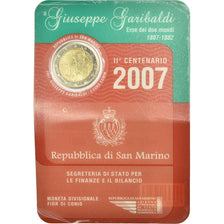 San Marino, 2 Euro, Giuseppe Garibaldi, 2007, MS(65-70), Bimetallic, KM:481