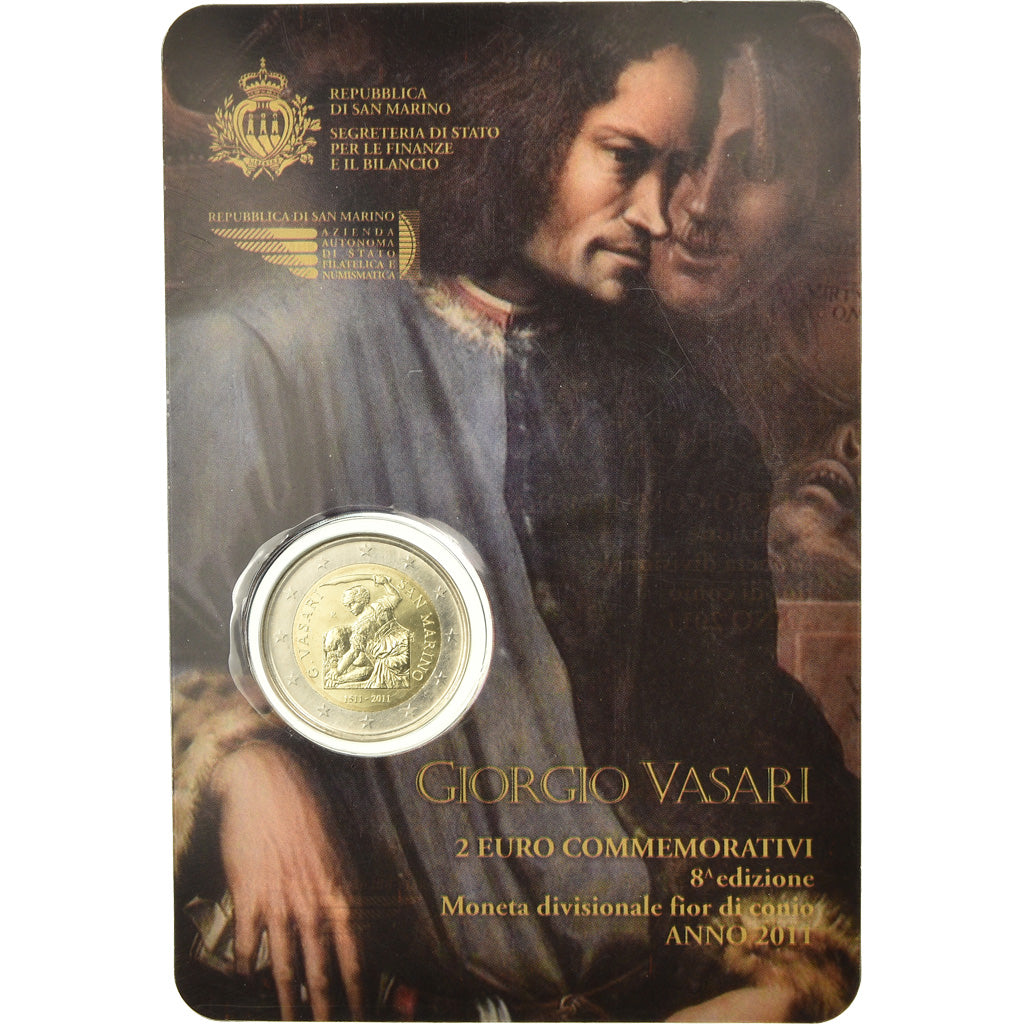 San Marino, 2 Euro, Giorgio Vasari, 2011, FDC, Bi-Metallic, KM:500