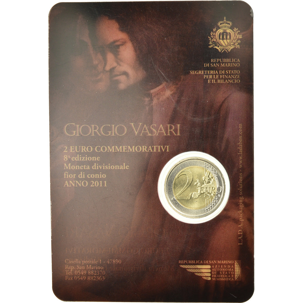San Marino, 2 Euro, Giorgio Vasari, 2011, FDC, Bi-Metallic, KM:500