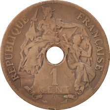 FRENCH INDO-CHINA, Cent, 1902, Paris, VF(30-35), Bronze, KM:8, Lecompte:58