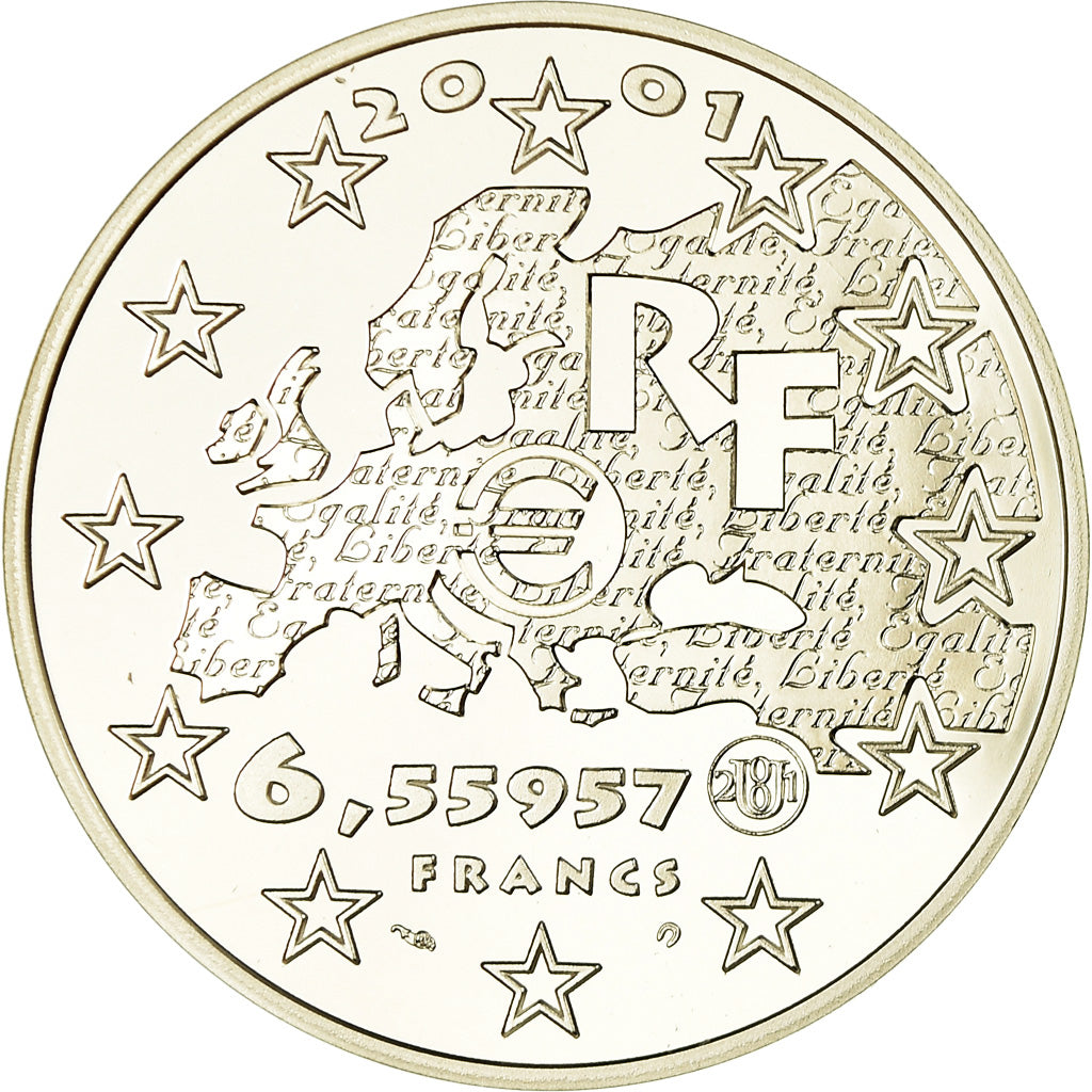 Coin, France, Liberté, 6.55957 Francs, 2001, Paris, BE, MS(65-70), Silver