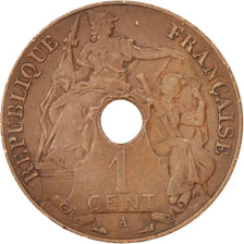 FRENCH INDO-CHINA, Cent, 1911, Paris, EF(40-45), Bronze, KM:12.1, Lecompte:72
