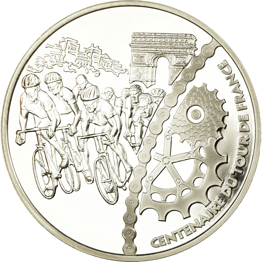 France, 1-1/2 Euro, Tour de France - Arrivée, 2003, BE, MS(65-70), Silver