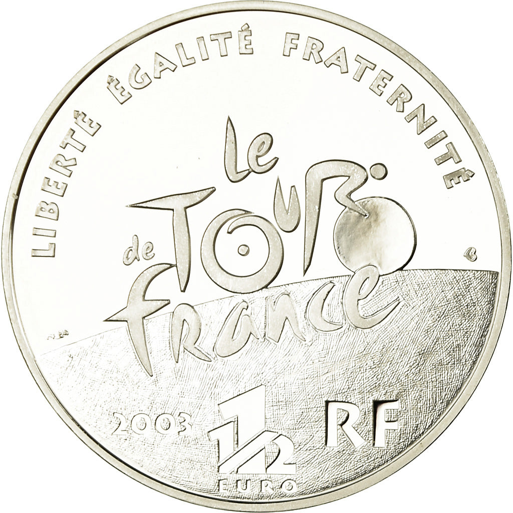 France, 1-1/2 Euro, Tour de France - Arrivée, 2003, BE, MS(65-70), Silver